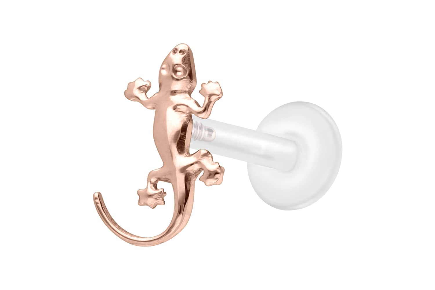 PTFE Labret Piercing mit Innengewinde + Titan-Aufsatz GECKO